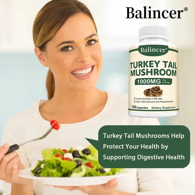 Turkey tail mushroom supplement capsules enhance immunity intestinal immune health metabolism