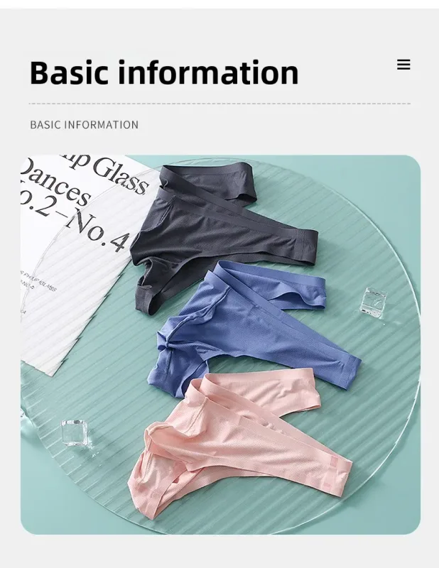 Intimo da uomo a triangolo piccolo a mezza anca a vita bassa sexy da uomo giovane slip senza cuciture in seta di ghiaccio mutandine estive leggere e traspiranti