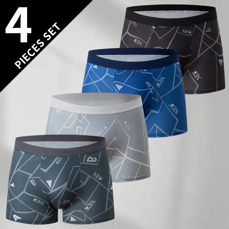 4-Piece Men's Flat Leg Pants With Seasonal Fashion Printing Multi-Color Sports Comfort Elastic Waist And Casual Daily Trend
