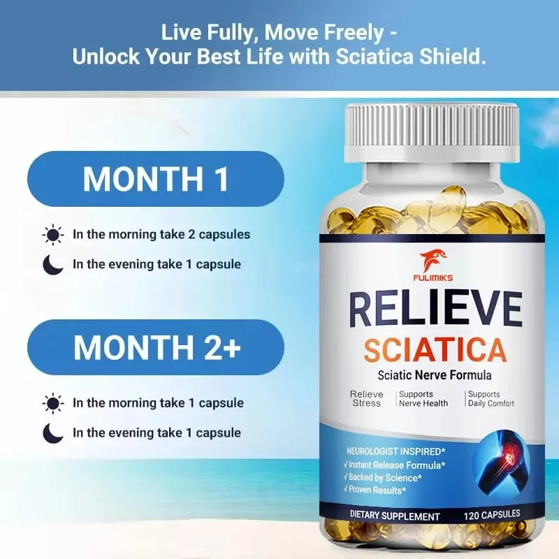 Relieve Sciatica Capsules - Helps Relieve Joint Pain Supports Daily Nervous System Bone & Nerve Health Balances Inflammation