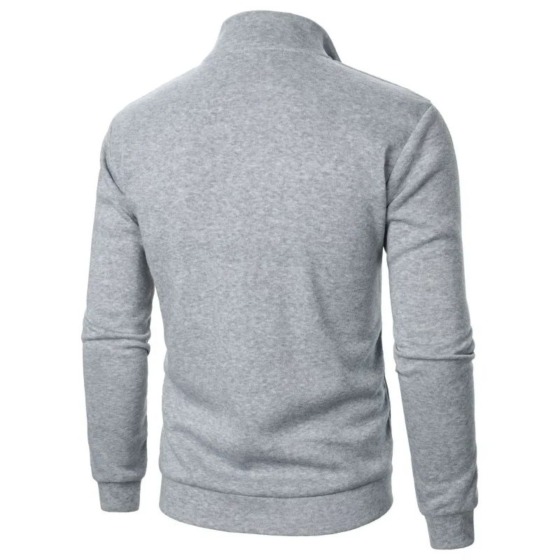 Printemps automne nouveau décontracté demi fermeture éclair col montant sweat tendance Simple mince hommes pull à manches longues hauts hommes sweat