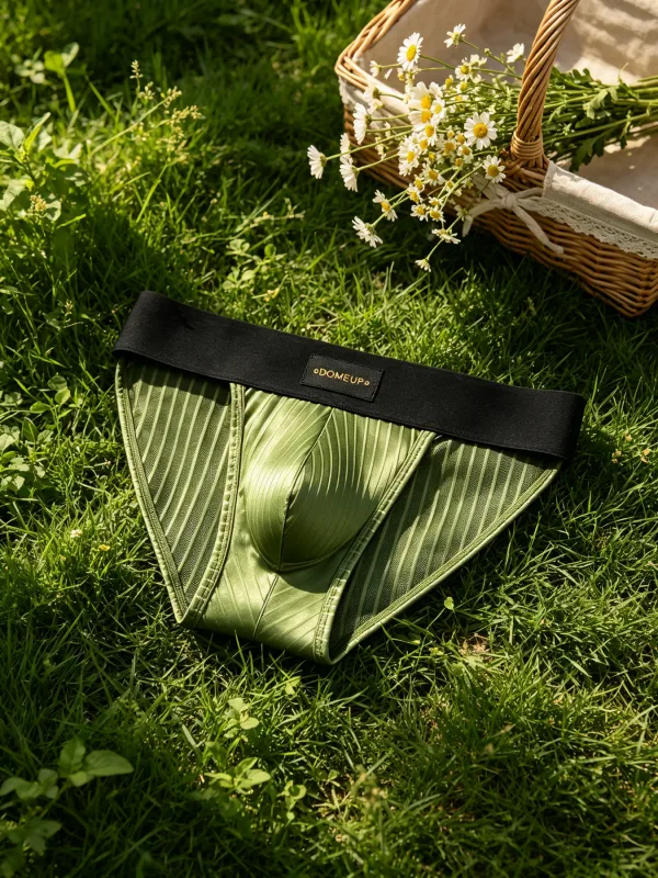 3PCS Men's 3D Pouch Briefs Vertical Stripe Satin Mesh Combo High Elastic Waist Simple Fashion Home Daily Underwear