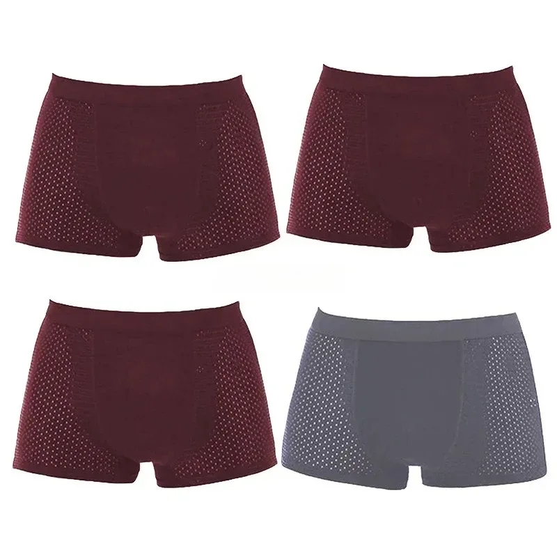 4Pcs Men's Boxer Briefs Ultra Soft Anti Odor Underwear Breathable Mesh with Ventilation Holes Stretch Comfort for Daily