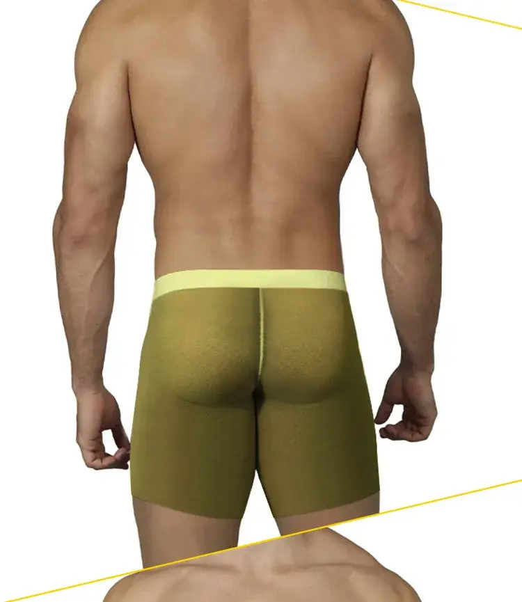 0.01mm Ultra-thin Men Underwear Long Boxer Shorts Cooling Ice Silk Transparent Gym Fitness Underpants Seamless Mesh Slips
