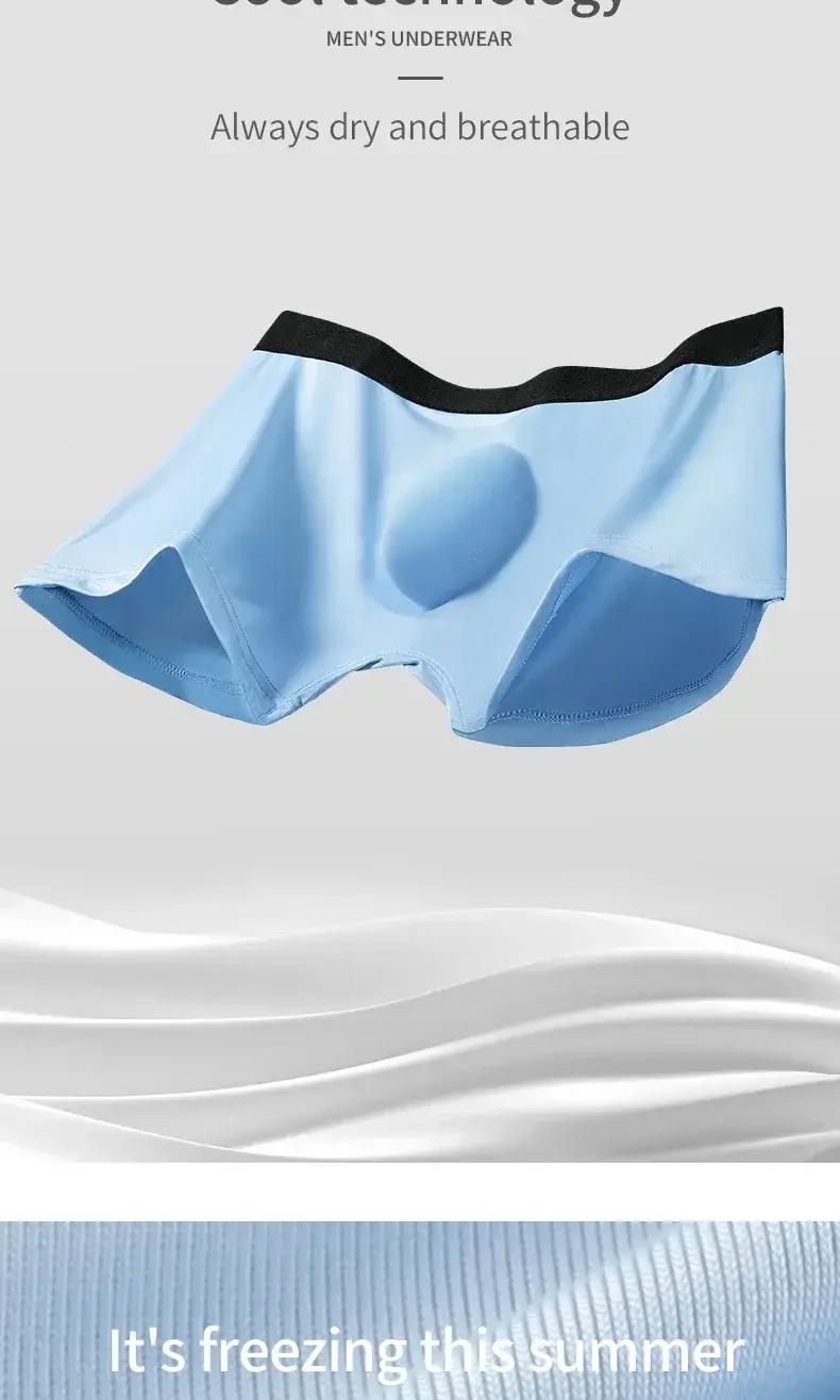 5PCS Men's ice silk seamless underpants 3D punch bag, cool, breathable, comfortable in summer, flat-angled bottom underpants — image 2