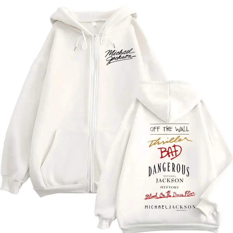 Sudadera con capucha con estampado del álbum de Michael Jackson del cantante de Rock de los 90, jerséis con cremallera de alta calidad a la moda para hombres y mujeres, sudaderas de gran tamaño