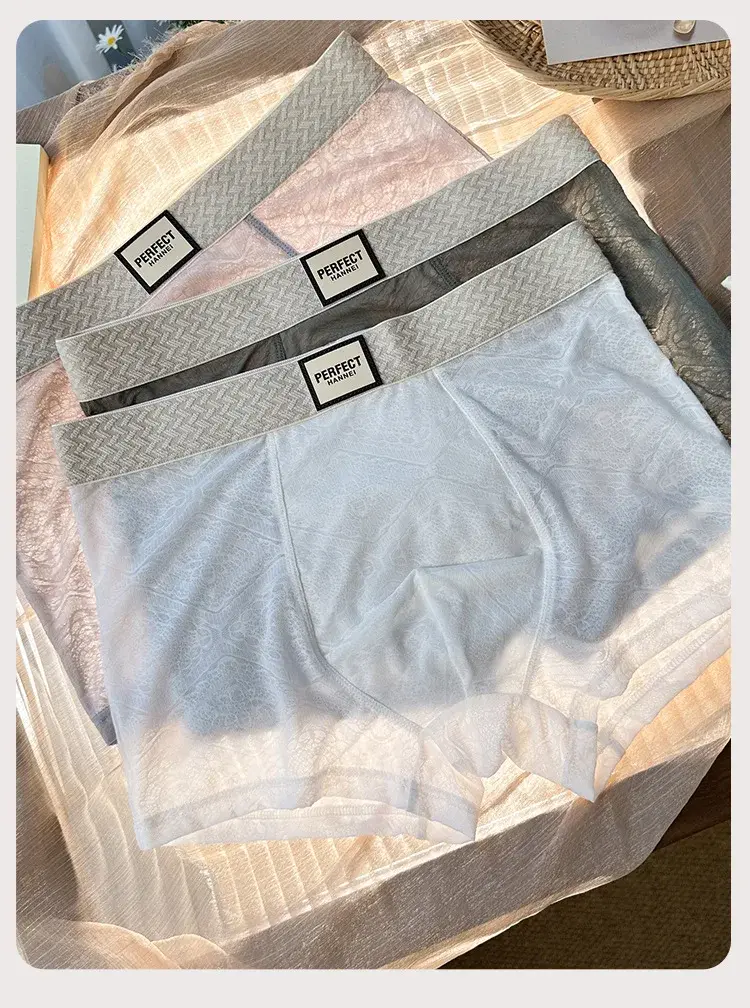 Men's Ice-Silk Jacquard Boxer Briefs: Cooling, Breathable, Mid-Rise, Boxer Shorts—comfortable and Simple Style for Young Men — image 11