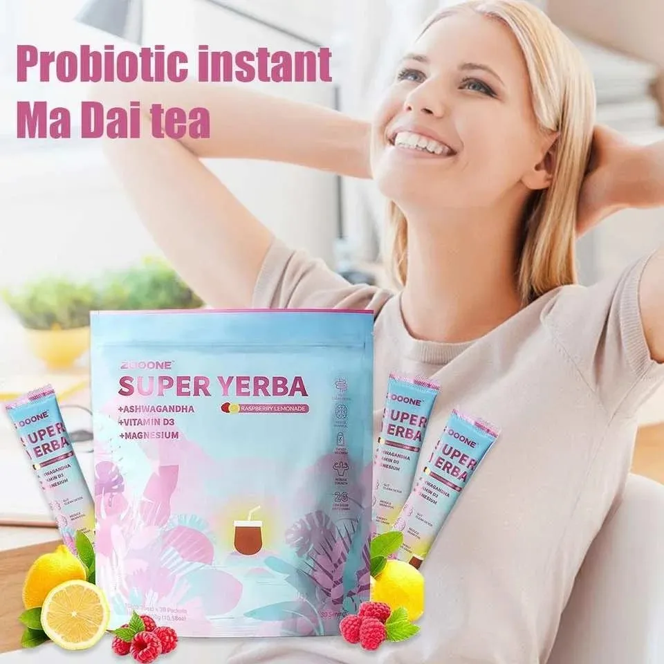 Super Yerba Instant Drink Powder 30 πακέτα με προβιοτική βιταμίνη Ashwagandha Προωθεί την υγεία του εντέρου Πέψη Ανοσία — image 5