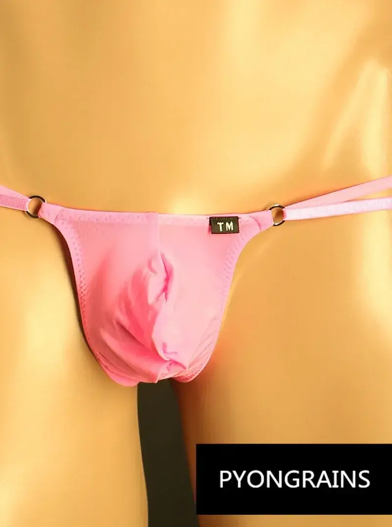 남자 조정 가능한 금속 O-링 더블 얇은 스트랩 비키니 팬티 낮은 상승 부드러운 얼음 실크 3D U 볼록한 주머니 섹시한 남성 속옷 — image 11