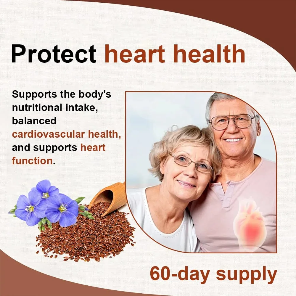 Flaxseed Oil + OMEGA-3 Capsules - Good for Heart Brain Eyes Joints Bone Health and Enhances Immunity 120 Capsules