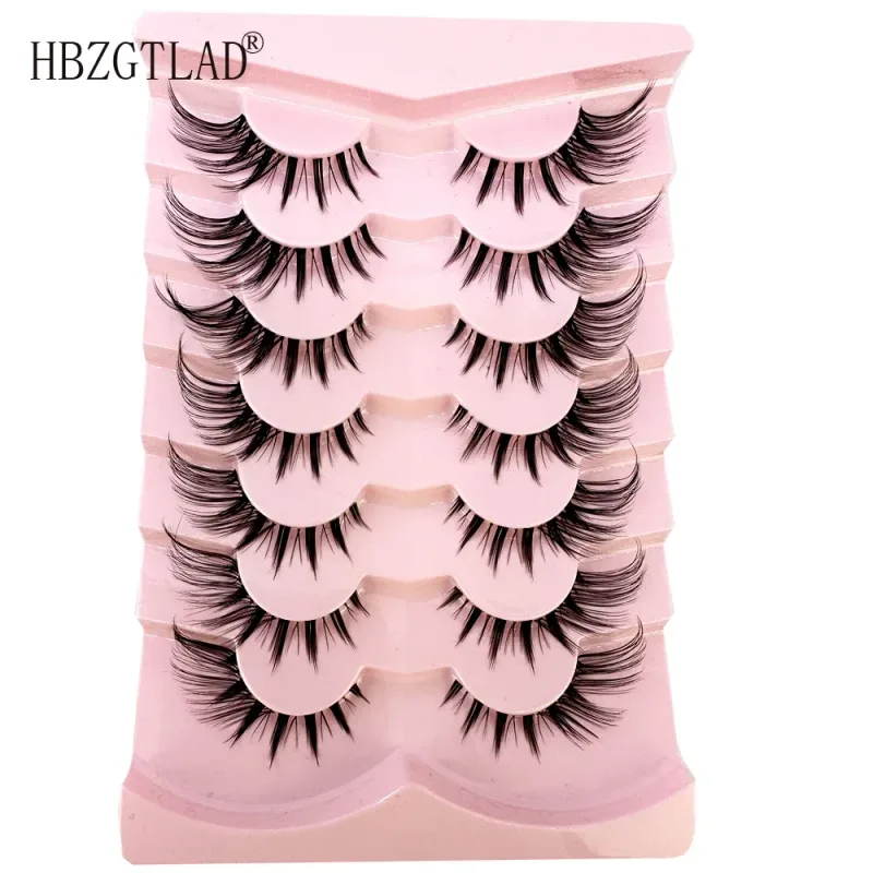7/8PairsCat Eye Eyelashes manga Lashes 3D Clear Band Lashes naturalHalf Lashes End Eye Eyelonged Mink Eyelashes Αφράτες βλεφαρίδες — image 7