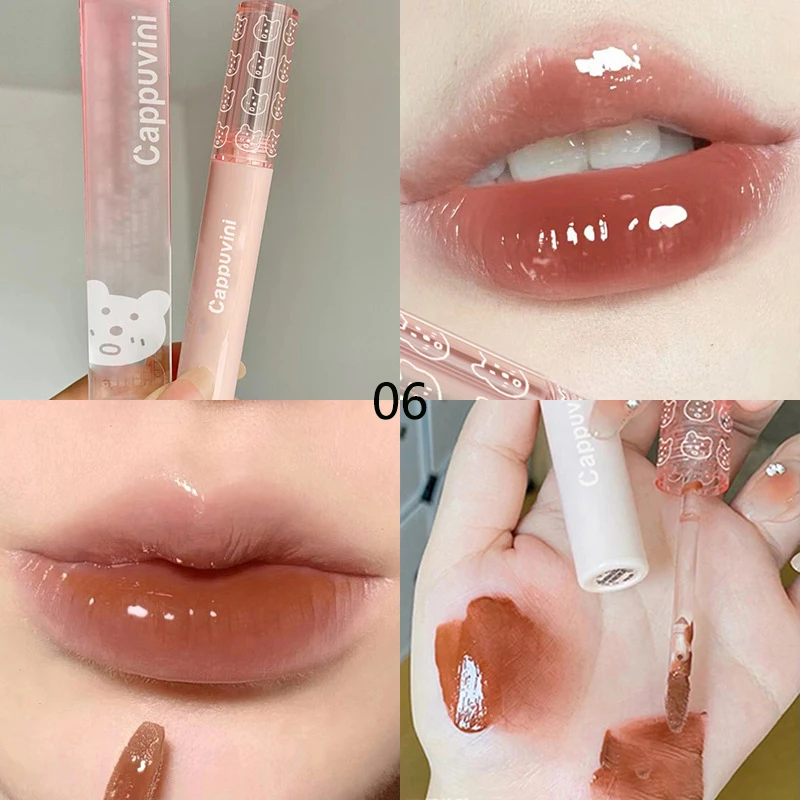 1 PC Mirror Water Lip Gloss דובדבן ורוד שקוף עמיד למים עמיד למים לחות עירום גוון שקוף זכוכית איפור שמן