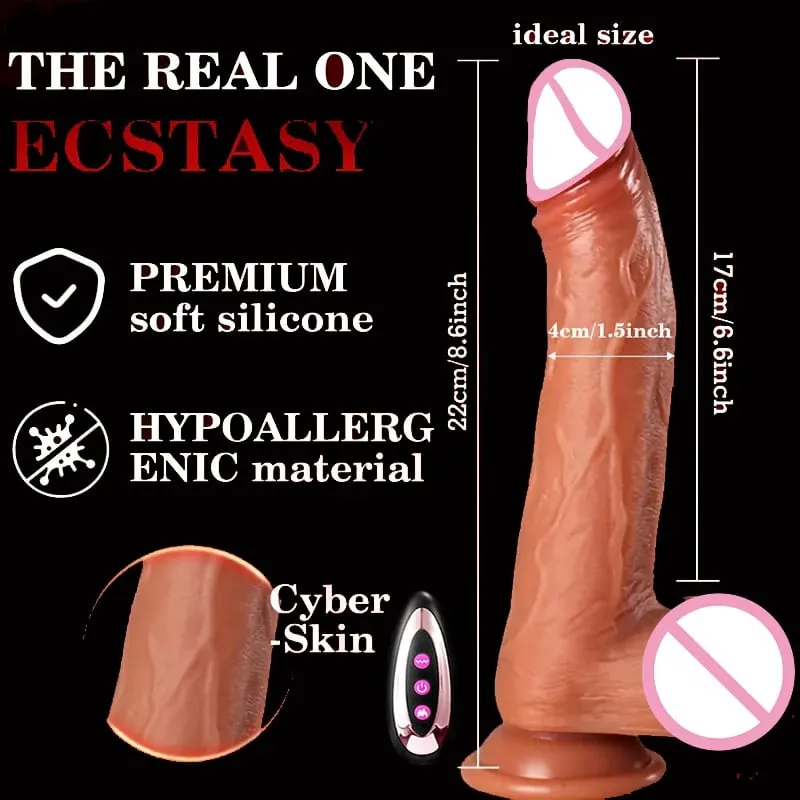 Realistic Vibrator Dildo Telescopic Female Vaginal Penetration Masturbator Anal Plug Penis Heated Vibrating Sex Toys For Women