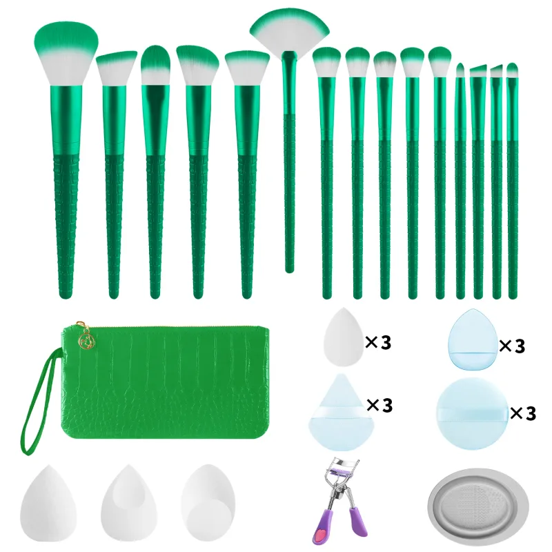 33Pcs All In One Makeup Tools Set 15 Brushes Beauty Sponges Powder Puff Eyelash Curler With Storage Bag For Full Face Makeup — image 10