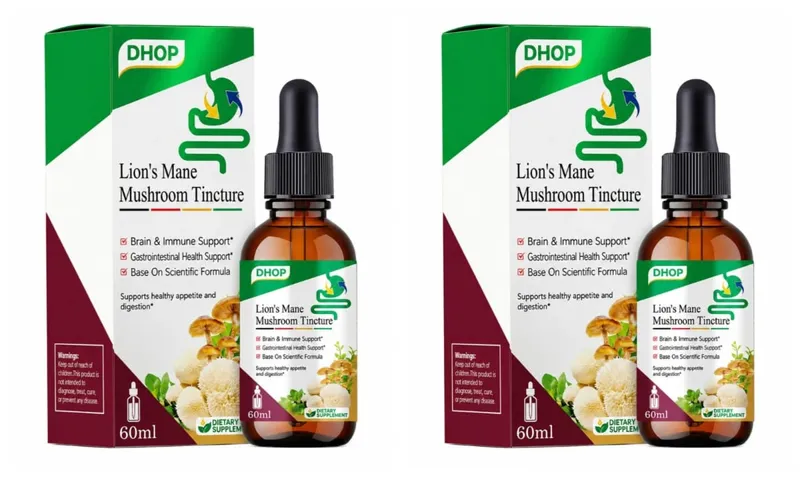 Lion's Mane Mushroom Extract Drops 60ml Hericium Erinaceus Supports Brain Immune Health Vegan Liquid Συμπλήρωμα για Ενήλικες