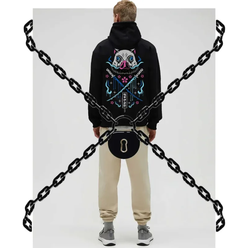 Inosuke Anime Hoodies Herr Dam Kimetsu no Yaiba Kawaii Manga Sweatshirts Gothic Harajuku Hood Pullover Casual Streetwear