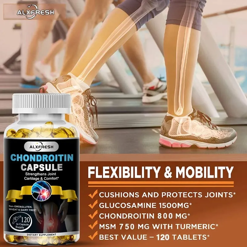 Alxfresh Glucosamine Chondroitin na may MSM Turmeric Vitamin D para sa Bone Absorption Calcium Immune System Support Supplement