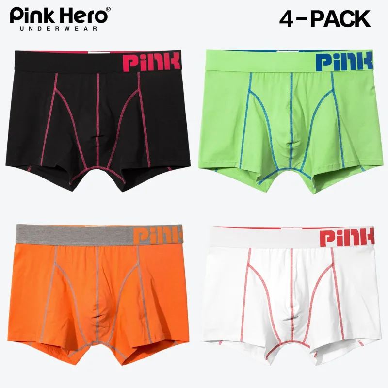 Celana Dalam Fashion PINKHERO 4-PACK untuk Pria, Homme Slip Nyaman dan Lembut Bergaya, Celana Dalam Boxer Pakaian Dalam Mewah Katun, Celana Dalam Pria