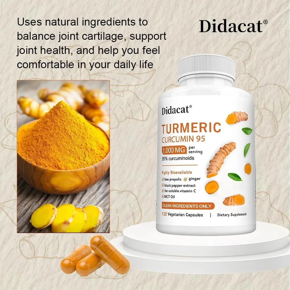 Kurkuma kurkumin-kiegészítő 1 000 mg – 95% kurkuminoid fekete borssal és gyömbérrel támogatja az ízületek egészségét és antioxidáns hatását — image 7