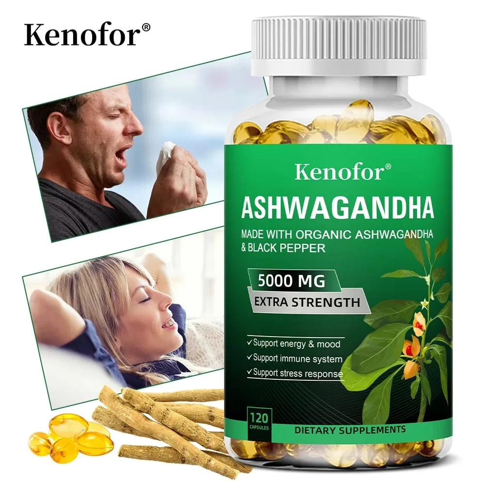 Pure Ashwagandha Root Extract Capsules 5000mg for Natural Mood Stress Focus Brain Energy Sleep Health — image 2