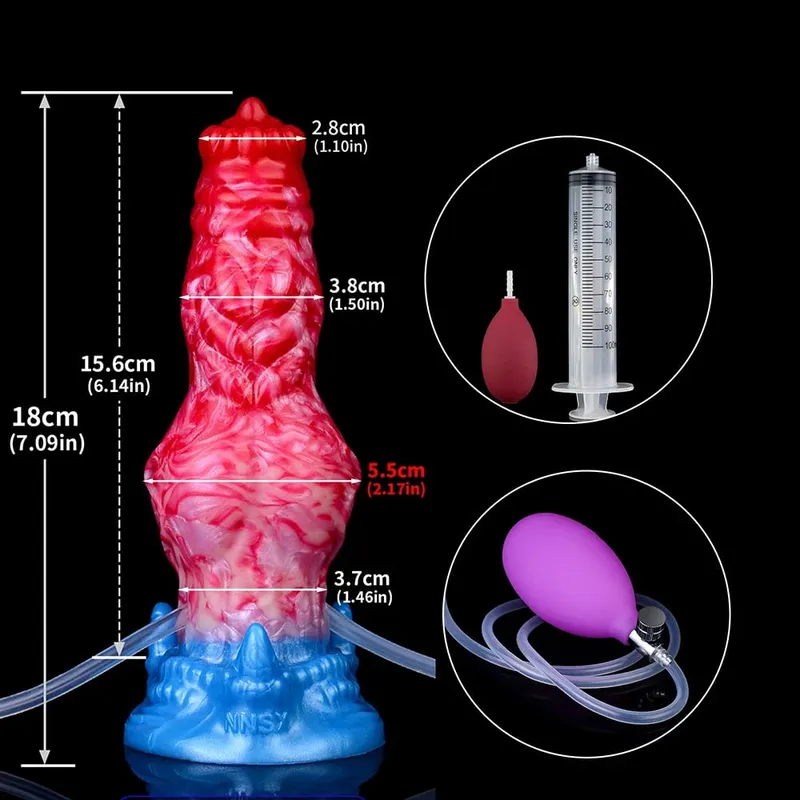 Ejaculation Anal Plug Dog/Wolf Dildo Inflatable Big Knot Penis with Squirting Function Strong Sucker Sex Toy for Women Men — image 9