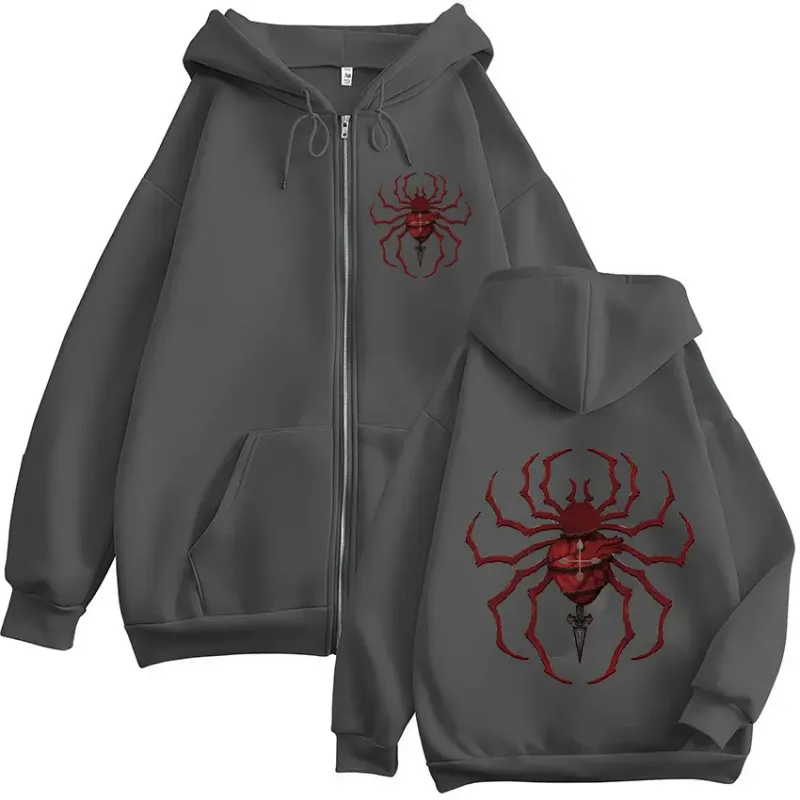 Anime Hunter X Hunter Phantom Troupe Spider Logo Sweat à capuche zippé pour hommes Sweat-shirts à capuche zippés Manches longues Pulls Vestes — image 5