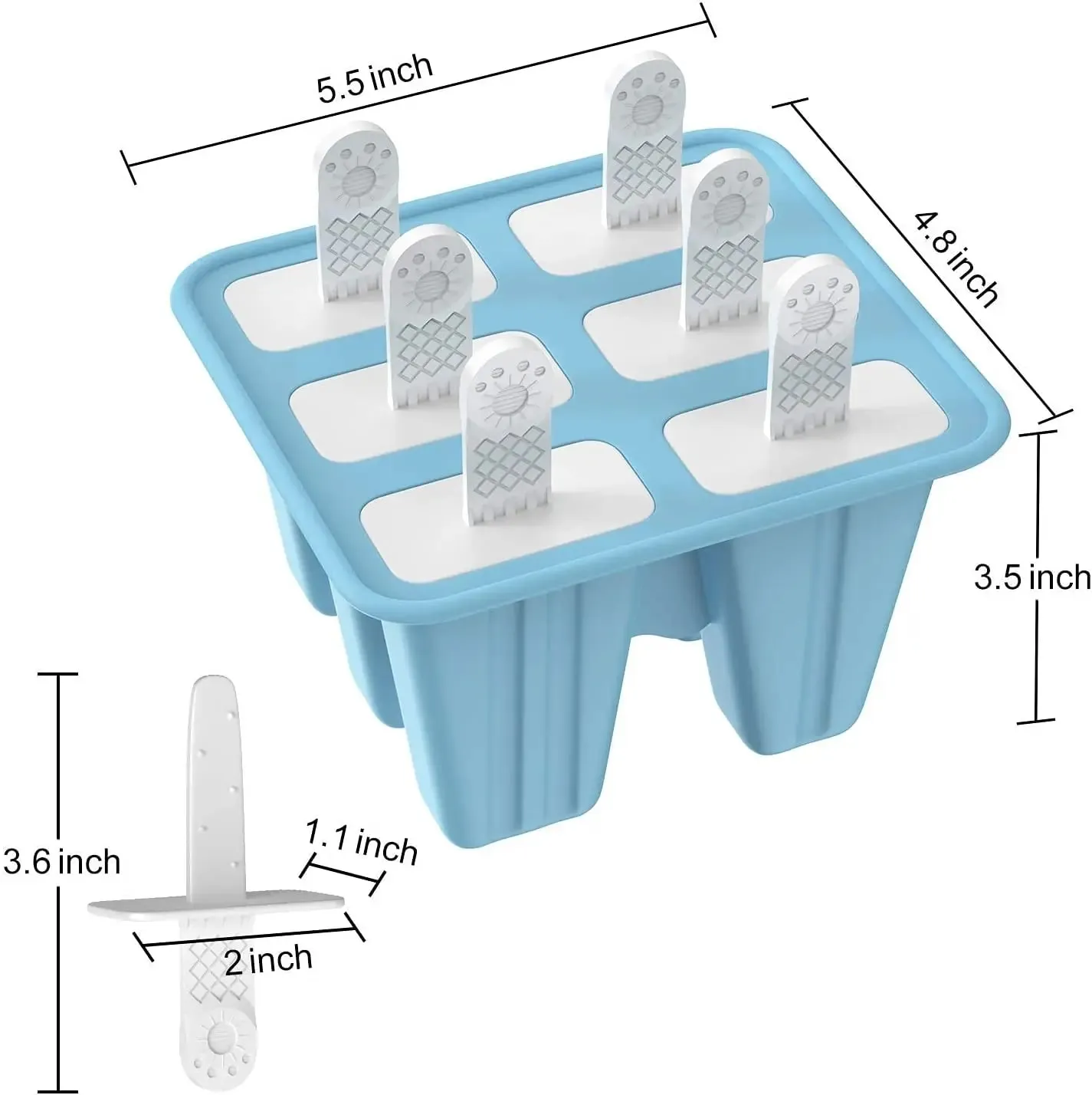Popsic formák 6 részes szilikon jégpofa formák BPA mentes popsiforma újrafelhasználható, könnyen kioldható jégpofa gyártás — image 4