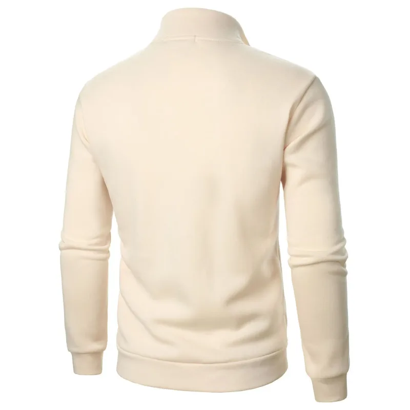 Printemps automne nouveau décontracté demi fermeture éclair col montant sweat tendance Simple mince hommes pull à manches longues hauts hommes sweat