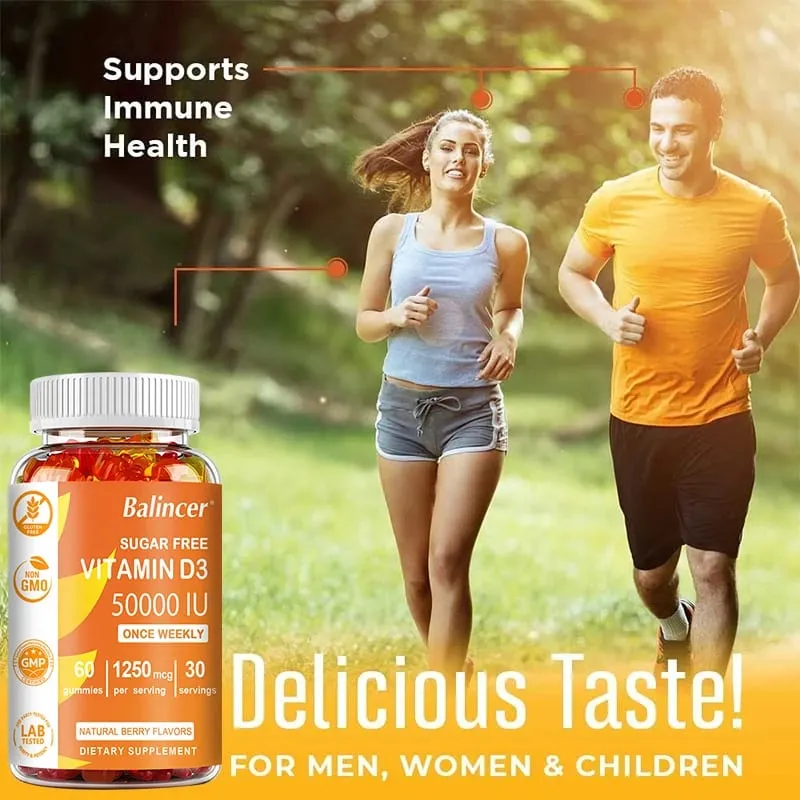 High Potency Vitamin D3 50 000 IU - Immune Support Bone Teeth Heart and Nerve Health Antioxidant - Gluten-Free Non-GMO
