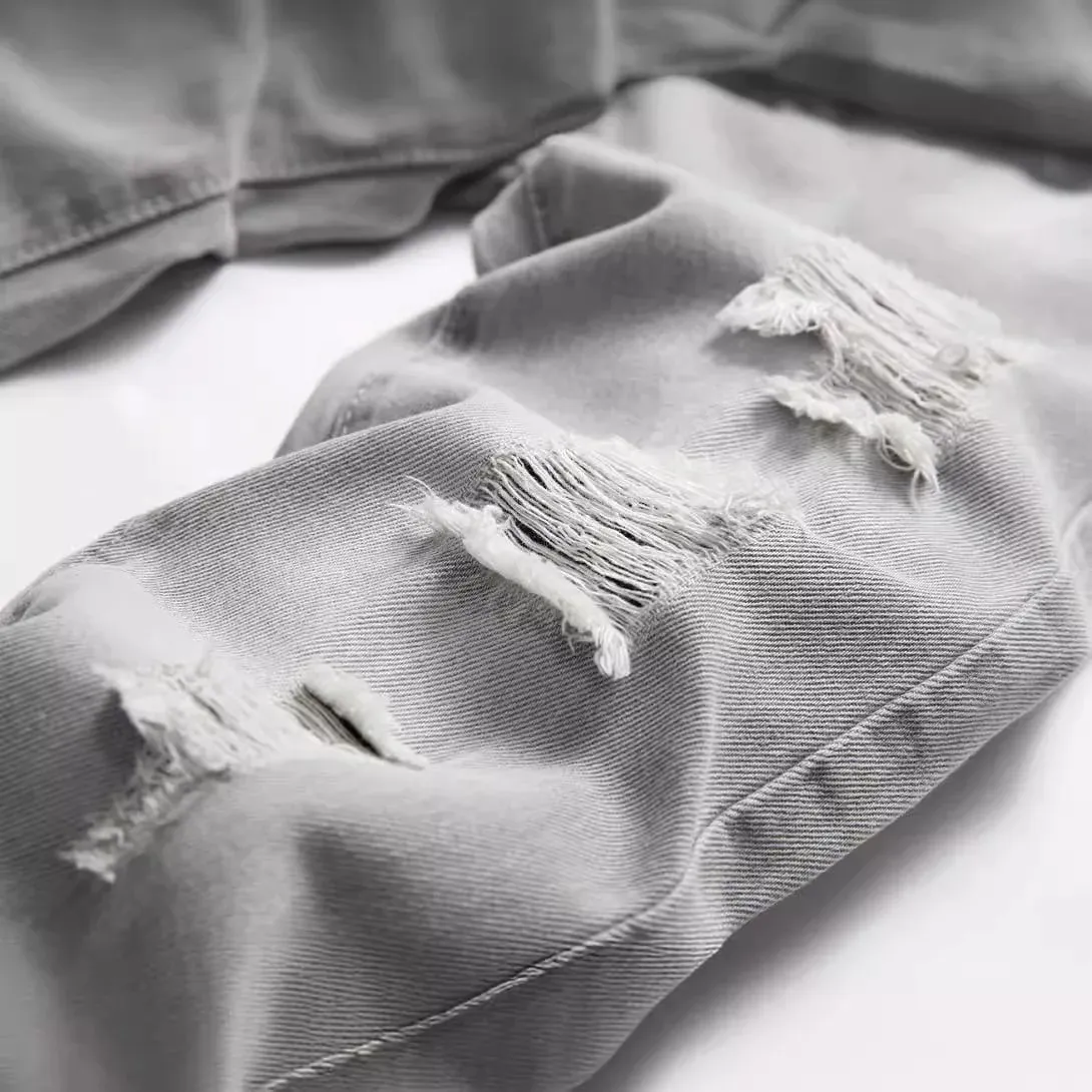 Τζιν Boys Straight Ripped Children Washed ταλαιπωρημένες τσέπες Stretch Casual Denim Παντελόνι Big Kids Streetwear 2025 Hole Παντελόνι — image 5