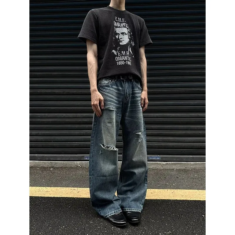 Men's Jeans Man Pants Heavy Duty Washed Multi Pocket Carpenter Style Straight Loose Denim Trousers Casual Fit High Street — image 5