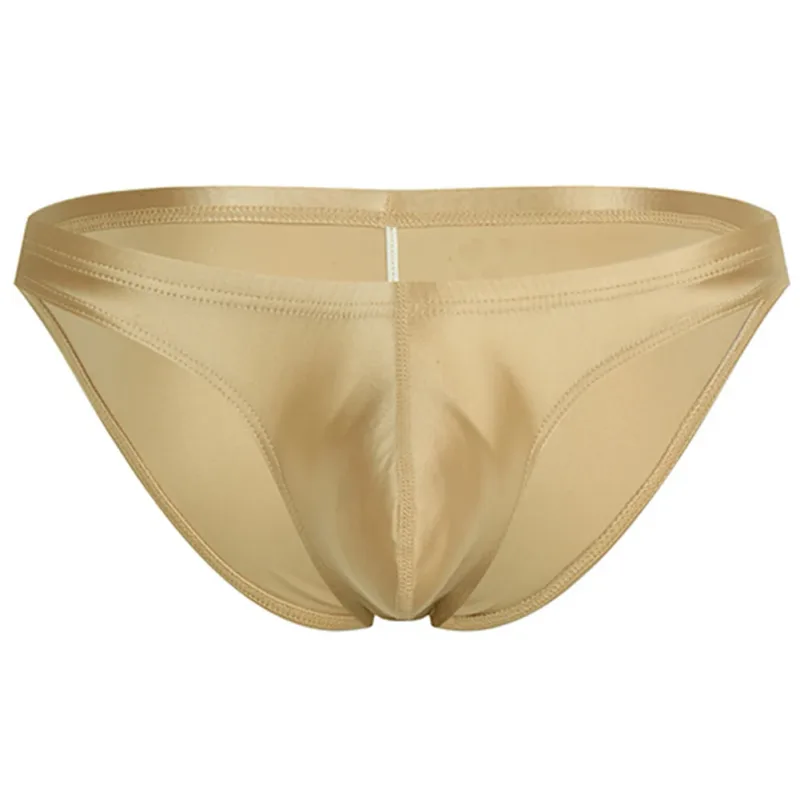Mens Oil Shiny Glossy Silk Briefs Underwear Pouch Underpants Breathable Panties Low Rise Male Underpant Bikini — image 3