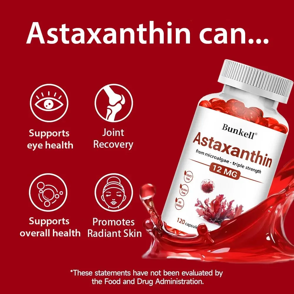 Κάψουλες ασταξανθίνης 12 mg προάγει την καρδιαγγειακή υγεία και επιταχύνει τον μεταβολισμό, υποστήριξη της υγείας των ματιών και του δέρματος