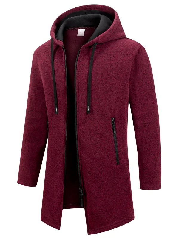 Chaqueta Retro con cremallera para hombre, cortavientos de longitud media, chaquetas cálidas de lana para primavera, otoño e invierno, abrigo informal de hilo de retales a la moda