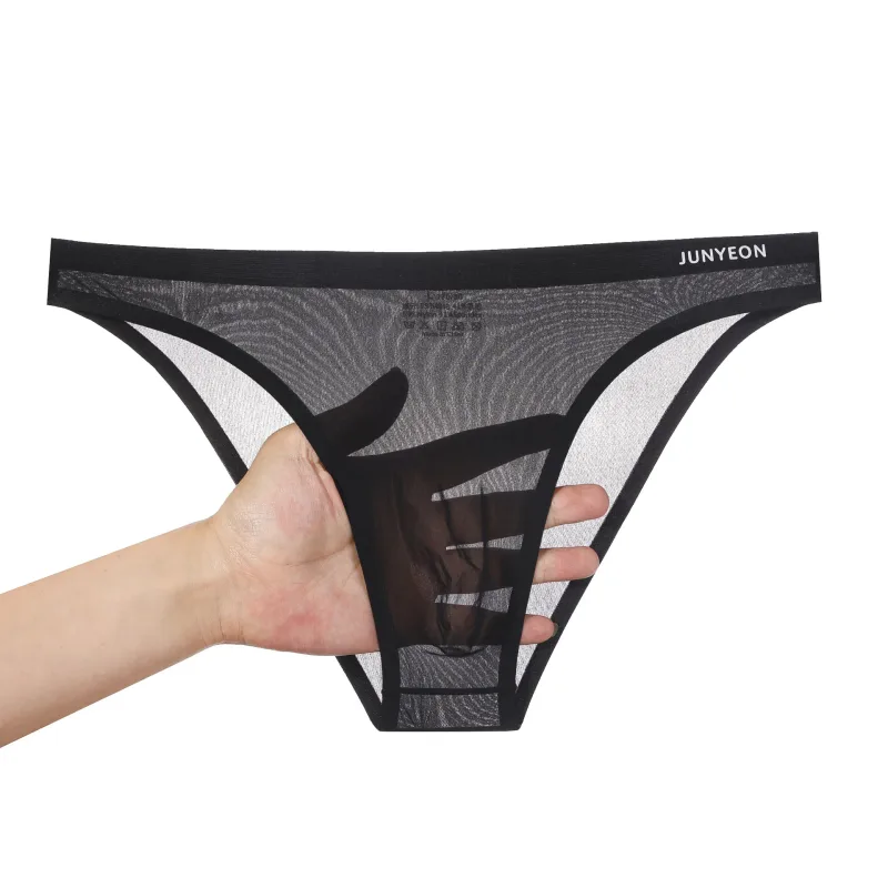 Seamless Quick Drying Men Briefs Underwear Solid Color Ice Silk Ultra-thin Underpants Sexy Breathable 3D Pouch Panties Undies