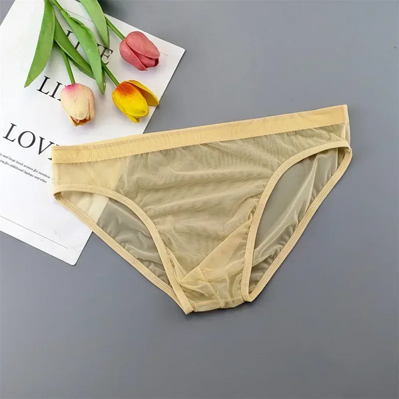 Plus Size Transparent Underwear See Through Sexy Briefs para sa Mga Lalaki na may Pouch Nylon Hombre Slips Breathable Male Panties XL-4XL — image 3
