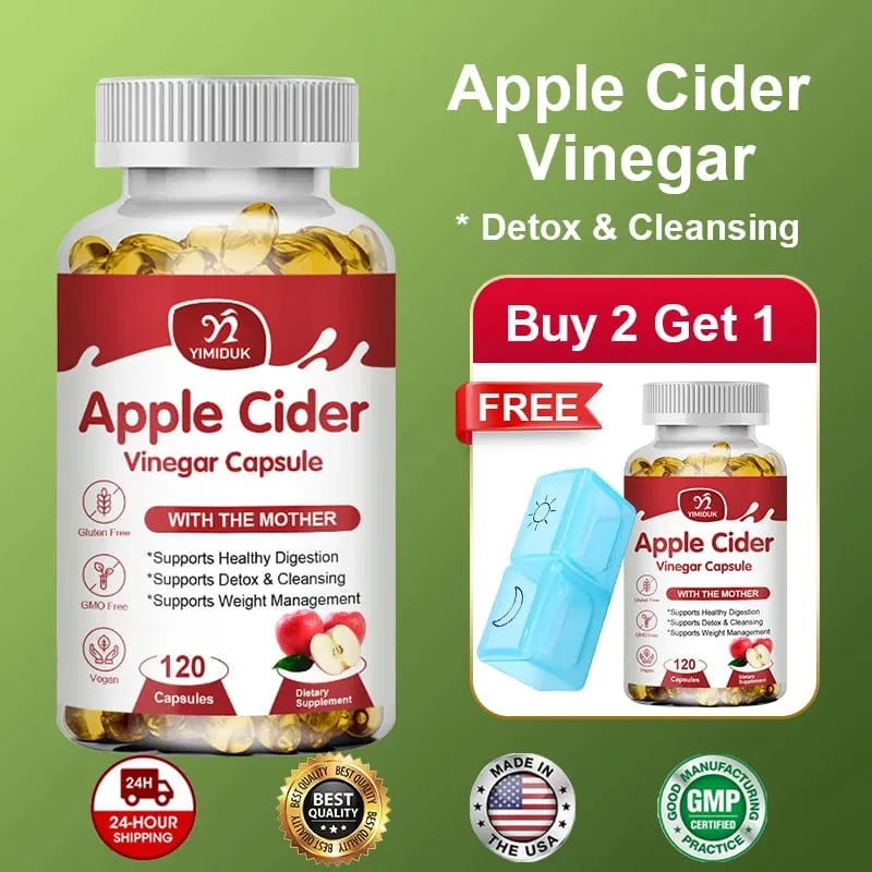 Apple Cider Vinegar Capsules 1600mg Supports Digestion Natural Cleansing Weight Management Immune Health & Metabolic Balance — image 2