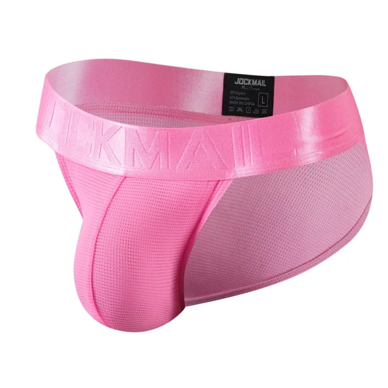 Jockmail Mans Underwear Gay Brief Nylon Mesh Sexy Low Waist Ropa Interior Hombre Letter Embroidery Sissy Panties Male Lingerie — image 45