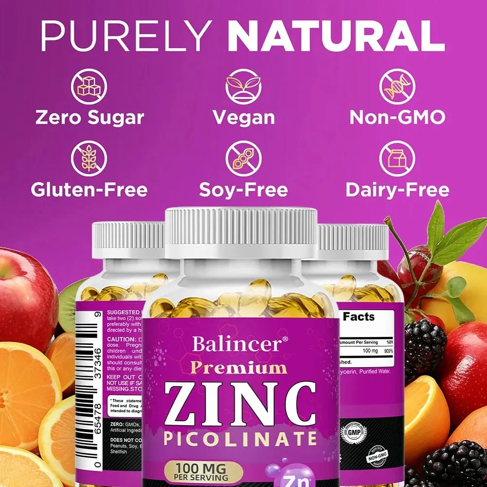 Zinc Picolinate 100 Mg - Superior Zinc Absorption Boosts Immune Support Sleep & Energy Supports Respiratory Health