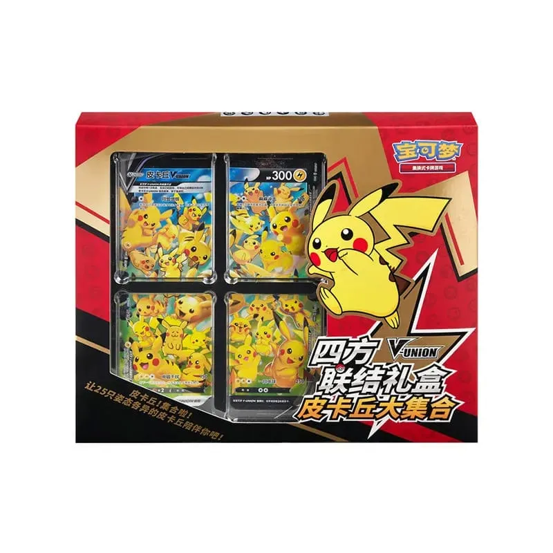 متوفر 100% أصلي بوكيمون Ptcg بطاقة رباعية اقتران V-Union علب الهدايا بيكاتشو بيج جمع مورو بيكر Mew-Two Ptcg صندوق