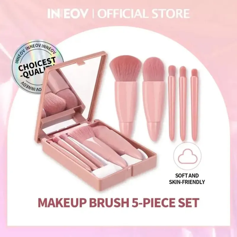 Brushes Small Complete Function Cosmetic Brushes Kit With Case And Mirror 5pcs Travel Size Makeup Brushes Set Mini Makeup