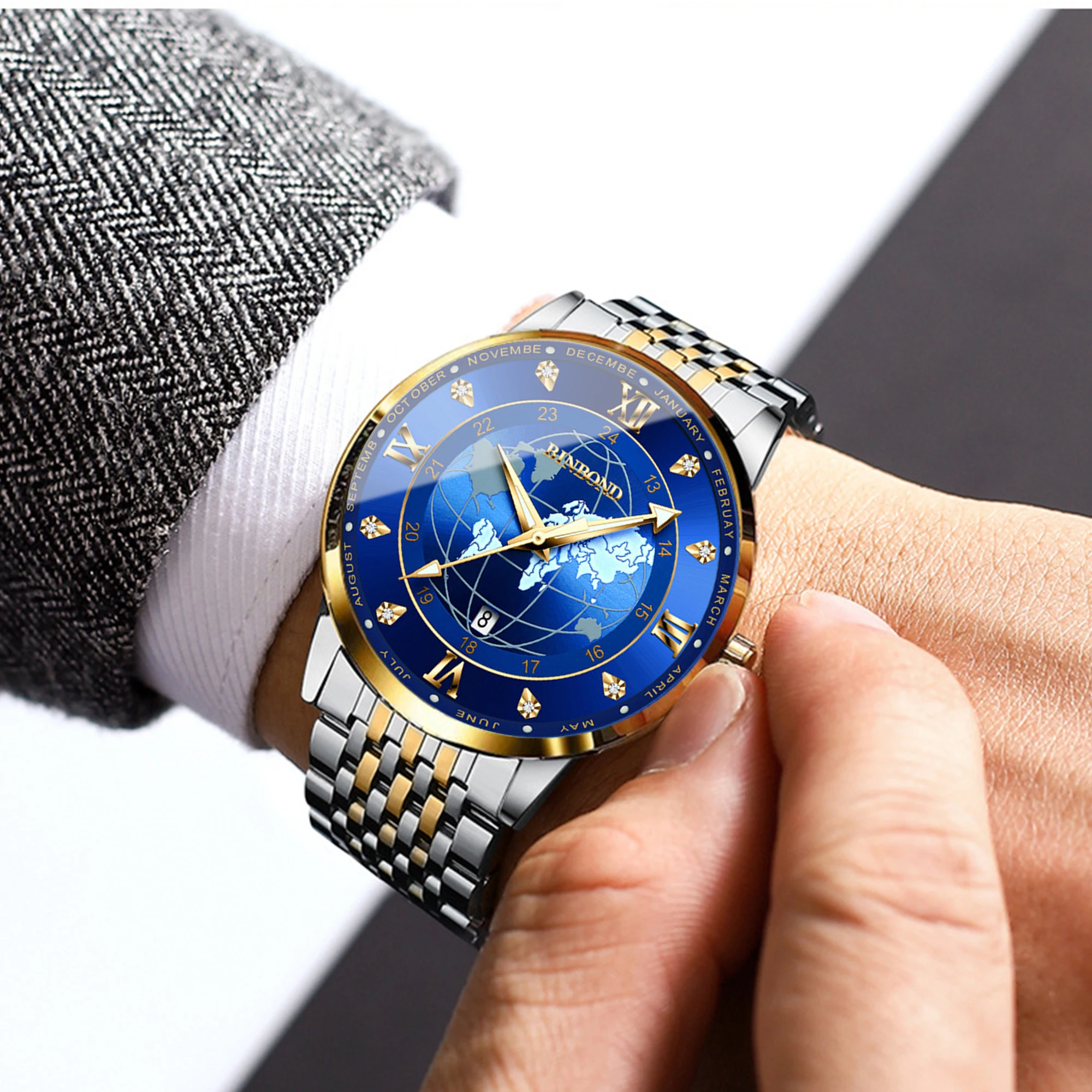 Original Stainless Steel Quartz Watches For Men Luxury Luminous Waterproof Men's Watch Reloj Hombre Wristwatch Mal Gift — image 3
