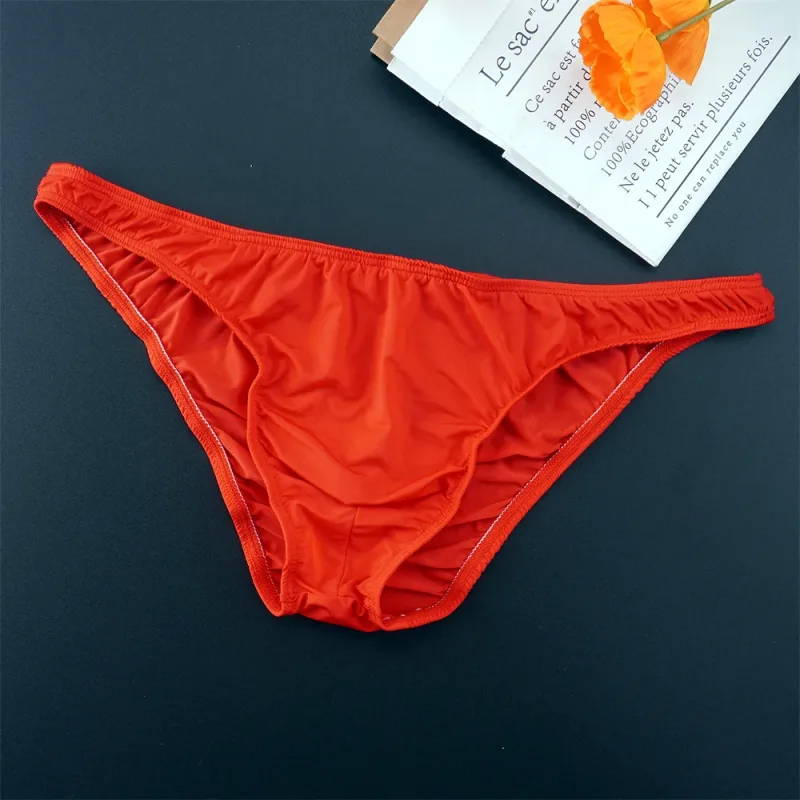 Man Solid Color Ice Silk Seamless Briefs Low Waist U Convex Male Panties Ultra-thin Underwear Elastic Quick Dry Breath Panty