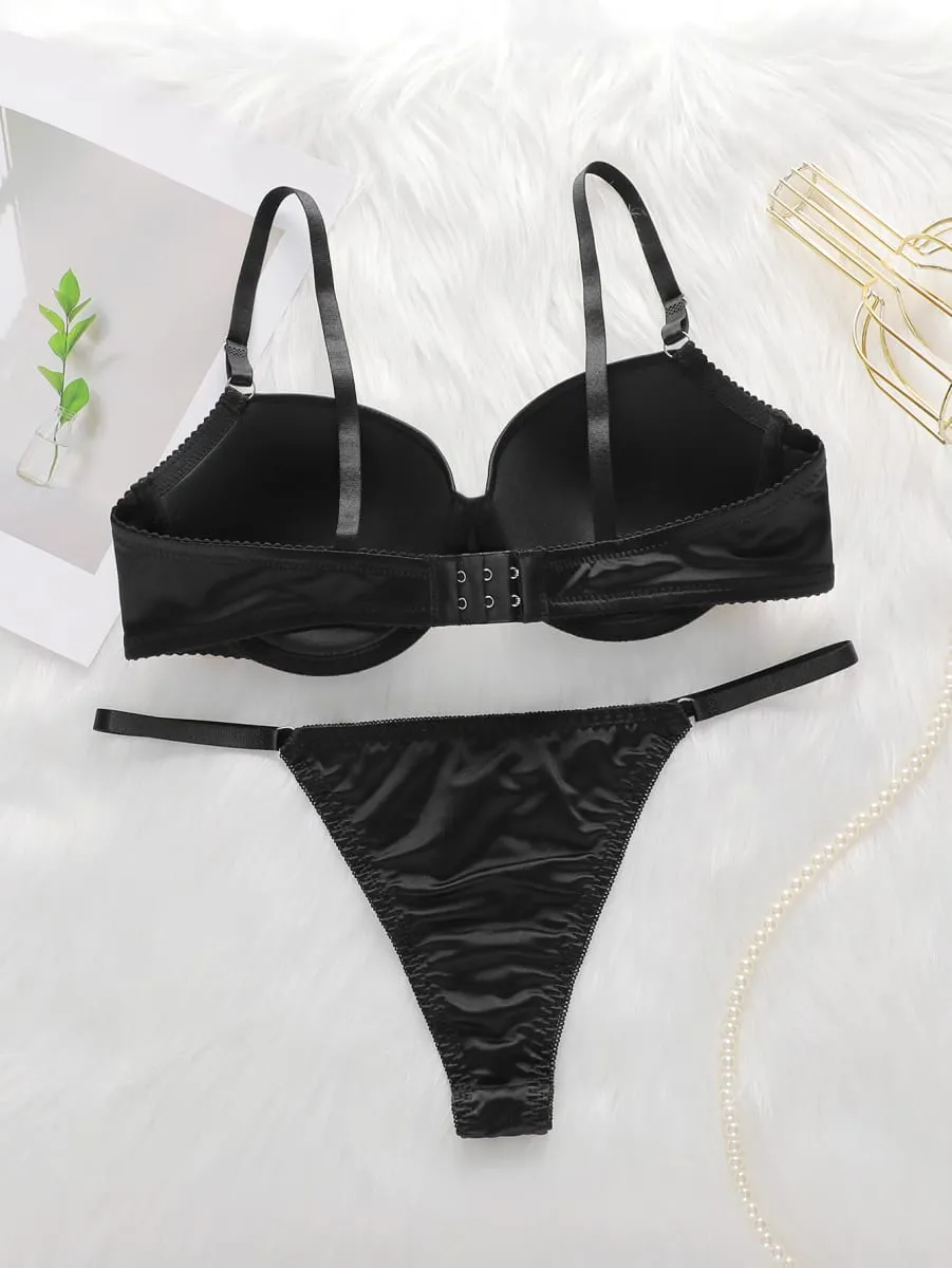 The Best-selling Sexy Gathering Solid color bra underwear with adjustable waist circumference Two-piece Women Underwear Set 2374