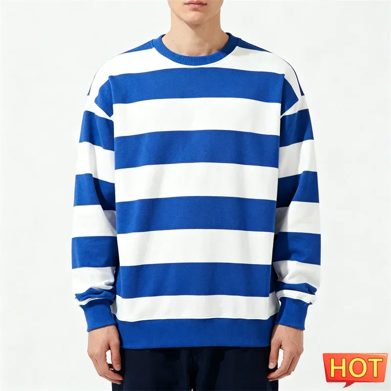 Sudaderas con gráficos de rayas simples para hombres, sudadera fea con estampado 3D de manga larga de moda, jerséis informales de gran tamaño, Tops