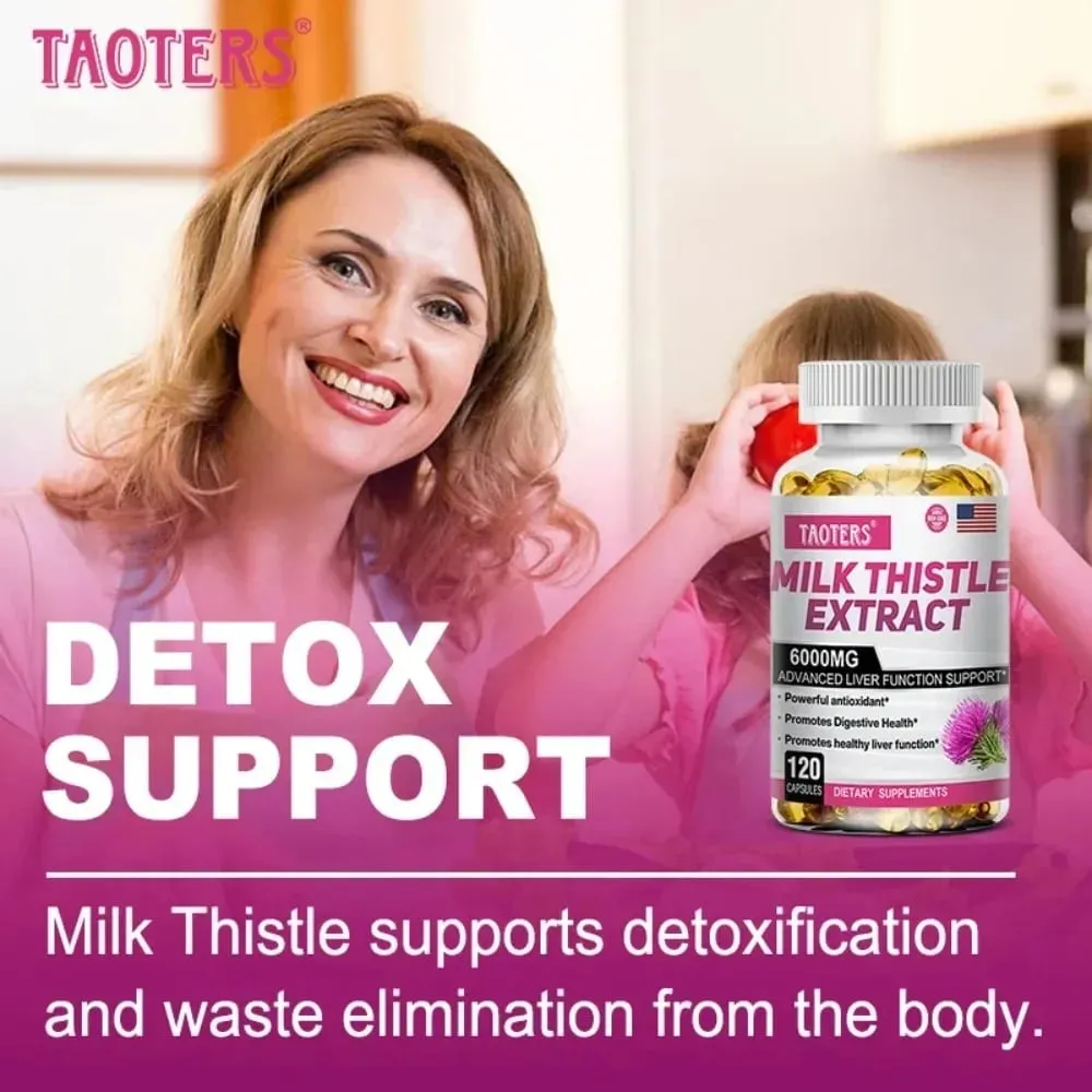 Milk Thistle dengan Akar Dandelion - Suplemen Pendukung Kesehatan Hati & Ginjal - Vegan Non-GMO Bebas Gluten