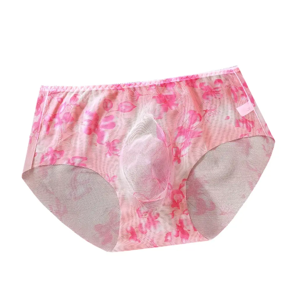 1pc Men's Thin Mesh Briefs Underwear 3D Bulge Pouch Underpants Print See Through Sissy Panties Elastic Breathable Briefs — image 4