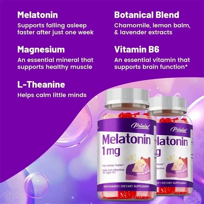 Melatonin gumicukor 1 mg - Gyermekek elalvását segítő szerek enyhítik a stresszt, javítják az álmatlanságot, javítják az alvás minőségét és mélyebb alvást — image 4