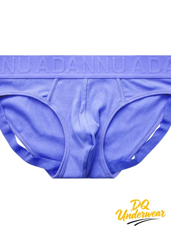 1 pz slip maschili a coste tinta unita ADANNU logo in rilievo elastico in vita stretch comfort quotidiano bikini mutande AD759
