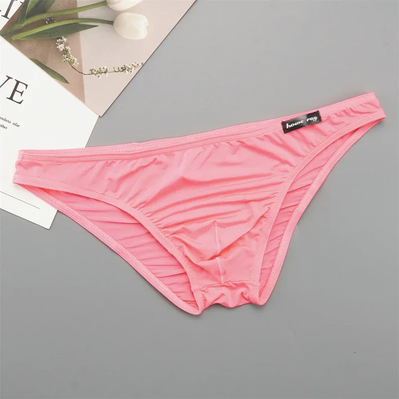 Thin Ice Silk Low Waist Men Briefs Solid Color Semi Transparent Underwear Plus Size Bulge Pouch Smooth Breathable Soft Panties — image 23